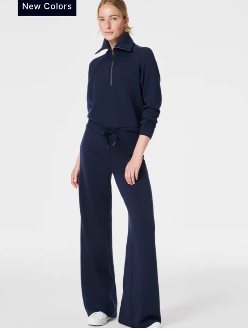 SPANX AirEssentials Half Zip Long Sleeve Pullover Air Essentials Timeless Navy - Picture 5 of 14